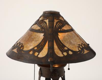 Charles P Limbert Limbert Bros Rare table lamp with peacocks