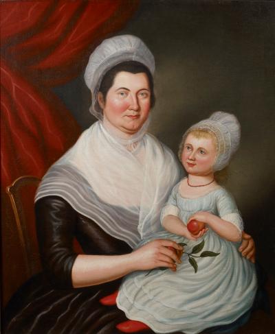 Charles Peale Polk Portrait of Mrs Jacob Ten Broeck and Daughter