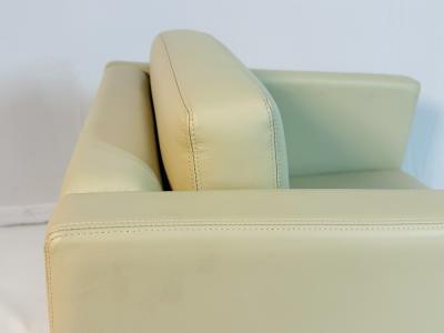 Charles Pfister Charles Pfister for Knoll Cream Leather Lounge Chair Labeled American 1980s