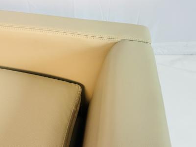 Charles Pfister Charles Pfister for Knoll Cream Leather Lounge Chair Labeled American 1980s