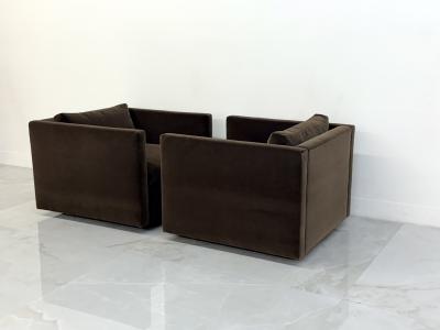 Charles Pfister Knoll Charles Pfister Lounge Chairs Chocolate Rohleder Velvet A Pair