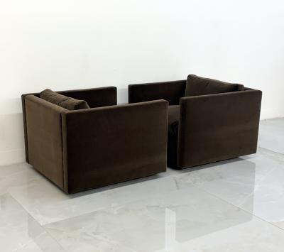 Charles Pfister Knoll Charles Pfister Lounge Chairs Chocolate Rohleder Velvet A Pair