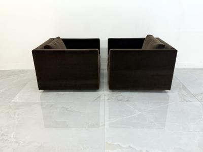 Charles Pfister Knoll Charles Pfister Lounge Chairs Chocolate Rohleder Velvet A Pair