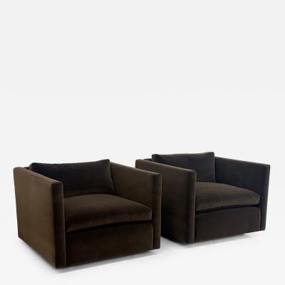 Charles Pfister Knoll Charles Pfister Lounge Chairs Chocolate Rohleder Velvet A Pair