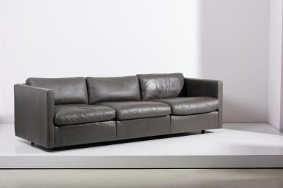 Charles Pfister Knoll Charles Pfister Sofa Set in Grey Leather USA 1970s