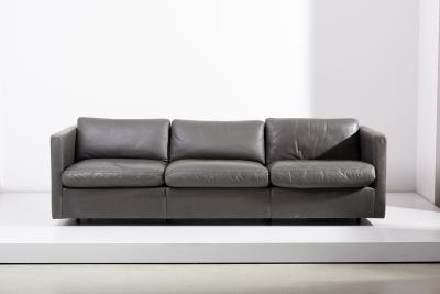 Charles Pfister Knoll Charles Pfister Sofa Set in Grey Leather USA 1970s