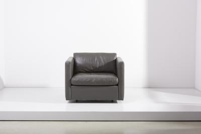 Charles Pfister Knoll Charles Pfister Sofa Set in Grey Leather USA 1970s