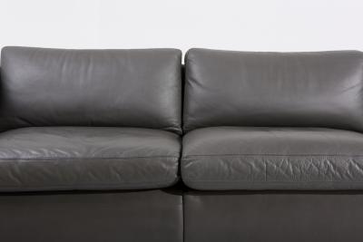 Charles Pfister Knoll Charles Pfister Sofa Set in Grey Leather USA 1970s