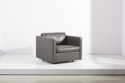 Charles Pfister Knoll Charles Pfister Sofa Set in Grey Leather USA 1970s