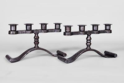 Charles Piguet A Pair of Wrought Iron Candlesticks by Charles Piguet
