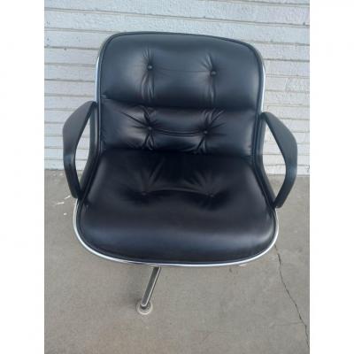 Charles Pollock 1 Knoll Pollock Executive Swivel Armchair Black Leather