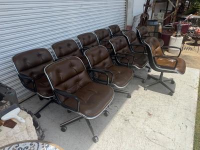 Charles Pollock 11 Executive Armchairs by Charles Pollock for Knoll Brown Leather