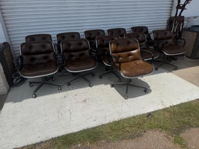 Charles Pollock 11 Executive Armchairs by Charles Pollock for Knoll Brown Leather