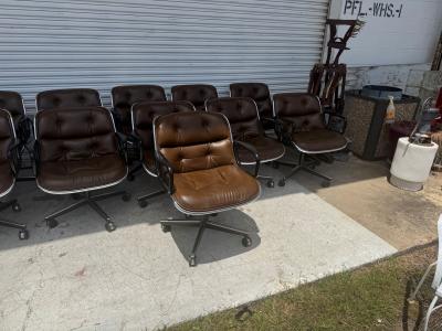 Charles Pollock 11 Executive Armchairs by Charles Pollock for Knoll Brown Leather