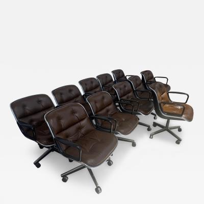Charles Pollock 11 Executive Armchairs by Charles Pollock for Knoll Brown Leather
