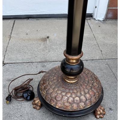 Charles Pollock Charles Pollock for William Switzer Giltwood Ebony Turtle Back Floor Lamp