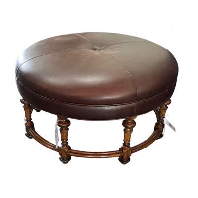 Charles Pollock Charles Pollock for William Switzer Walnut Round Ottoman Footstool