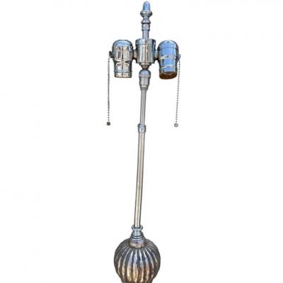 Charles Pollock Charles Pollock for William Switzer White Gold Art Deco Giltwood Floor Lamp