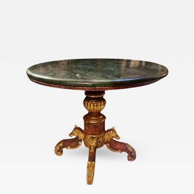 Charles Pollock Regency Style Giltwood Horse Head Marble Top Table