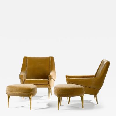 Charles Ramos Pair of armchairs and stools