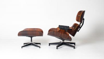Charles Ray Eames 1st Generation Eames Lounge Chair and Ottoman with Bootglides Avalible