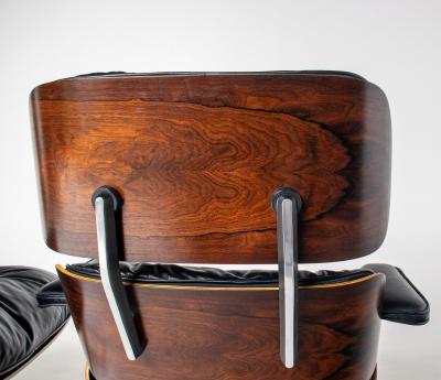 Charles Ray Eames 2nd Generation Eames Lounge Chair and Ottoman in Rosewood Black Leather