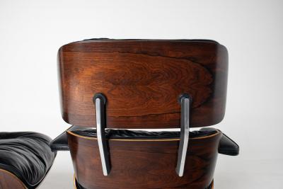 Charles Ray Eames 2nd Generation Eames Lounge Chair and Ottoman in Rosewood Black Leather