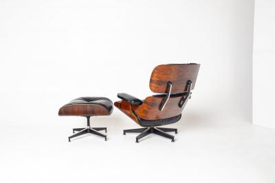 Charles Ray Eames 3rd Gen Eames Lounge Chair and Ottoman in Brazilian Rosewood Black Leather