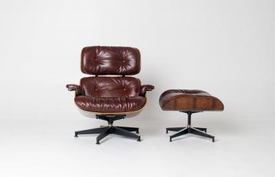 Charles Ray Eames 3rd Generation Eames Lounge Chair in Brazilian Rosewood and Oxblood Leather