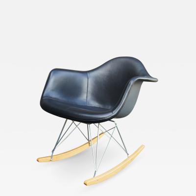 Charles Ray Eames Black Leather Rocker by Charles and Ray Eames for Herman Miller