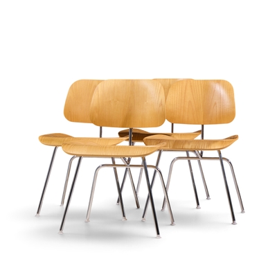 Charles Ray Eames Charles Ray Eames for Herman Miller DCM White Ash Dining Chairs Set of 4