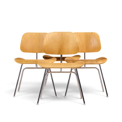 Charles Ray Eames Charles Ray Eames for Herman Miller DCM White Ash Dining Chairs Set of 4