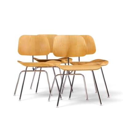 Charles Ray Eames Charles Ray Eames for Herman Miller DCM White Ash Dining Chairs Set of 4
