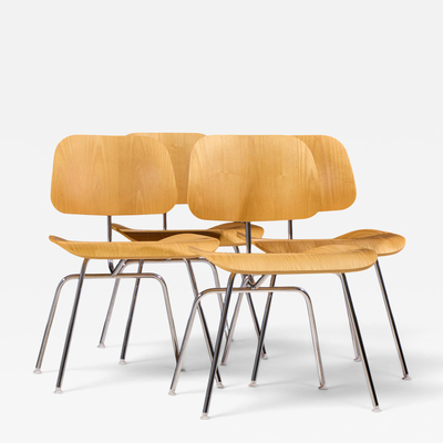 Charles Ray Eames Charles Ray Eames for Herman Miller DCM White Ash Dining Chairs Set of 4