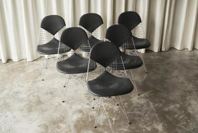 Charles Ray Eames Charles and Ray Eames Set of 6 Bikini Wire Frame Chairs Vitra 1980s