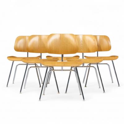Charles Ray Eames Charles and Ray Eames for Herman Miller DCM White Ash Dining Chairs Set of 6