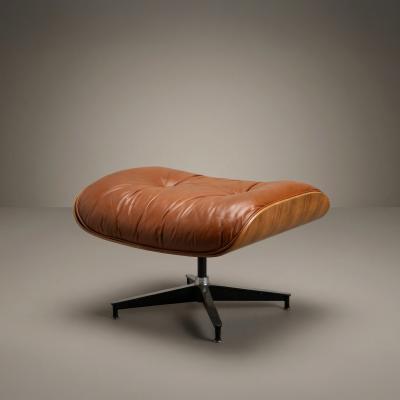 Charles Ray Eames Eames 671 Lounge Ottoman in Rosewood Cognac Leather by Herman Miller