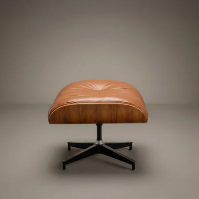 Charles Ray Eames Eames 671 Lounge Ottoman in Rosewood Cognac Leather by Herman Miller