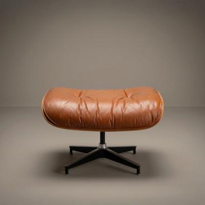 Charles Ray Eames Eames 671 Lounge Ottoman in Rosewood Cognac Leather by Herman Miller