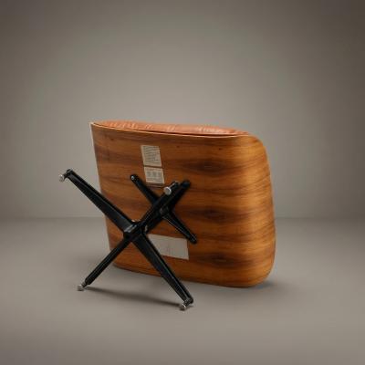 Charles Ray Eames Eames 671 Lounge Ottoman in Rosewood Cognac Leather by Herman Miller