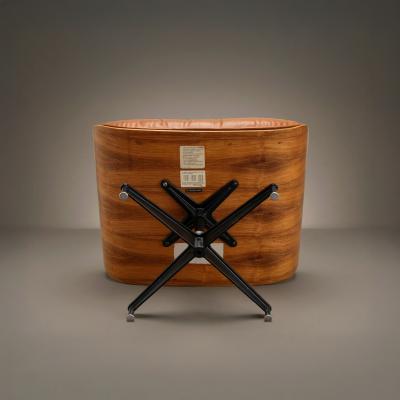 Charles Ray Eames Eames 671 Lounge Ottoman in Rosewood Cognac Leather by Herman Miller