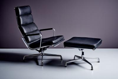 Charles Ray Eames Eames Alu Lounge Chair EA 222 Soft Pad with Ottomane EA 223