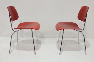 Charles Ray Eames Eames Herman Miller DCM Chairs in Red Stained Birch
