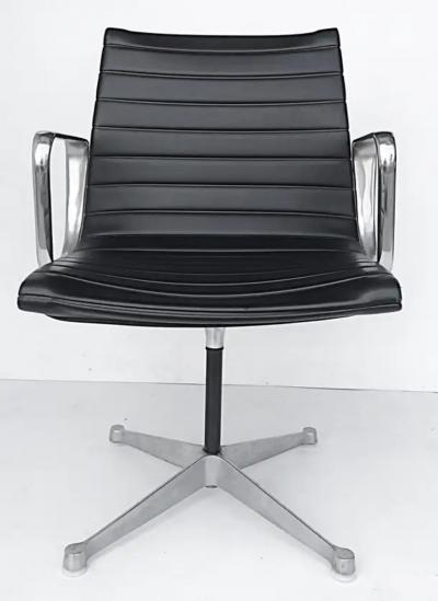 Charles Ray Eames Eames Herman Miller EA108 Aluminum Group Swivel Chairs Leather