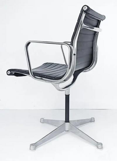 Charles Ray Eames Eames Herman Miller EA108 Aluminum Group Swivel Chairs Leather