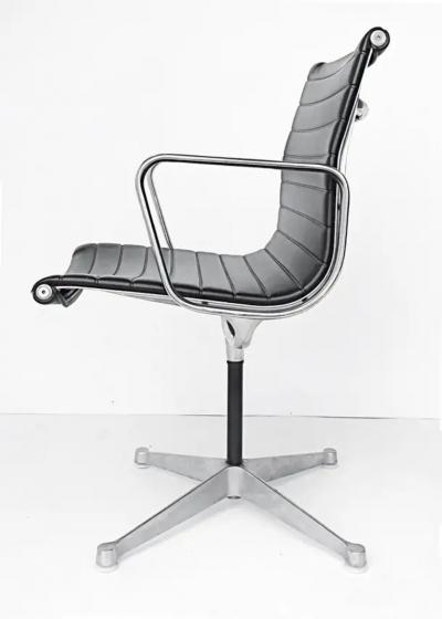 Charles Ray Eames Eames Herman Miller EA108 Aluminum Group Swivel Chairs Leather
