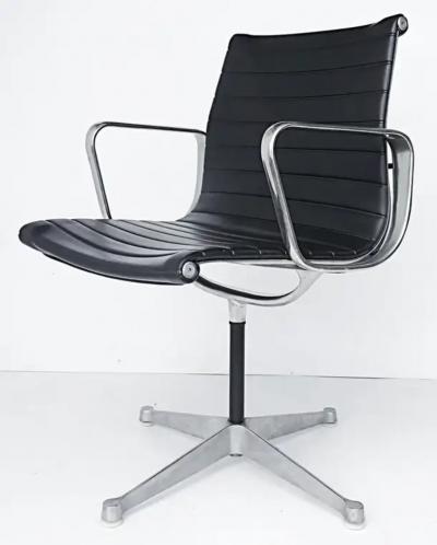 Charles Ray Eames Eames Herman Miller EA108 Aluminum Group Swivel Chairs Leather