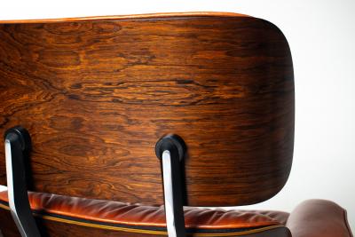 Charles Ray Eames Eames Lounge Chair Ottoman by Herman Miller 3rd Generation in Orange Leather