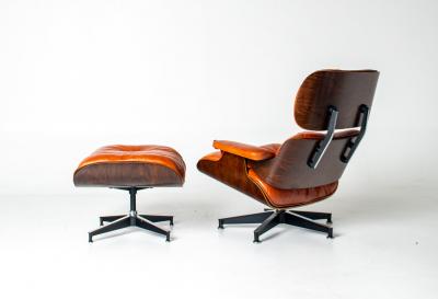 Charles Ray Eames Eames Lounge Chair Ottoman by Herman Miller 3rd Generation in Orange Leather