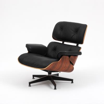 Charles Ray Eames Eames Lounge Chair and Ottoman in Rosewood and Black Leather Herman Miller